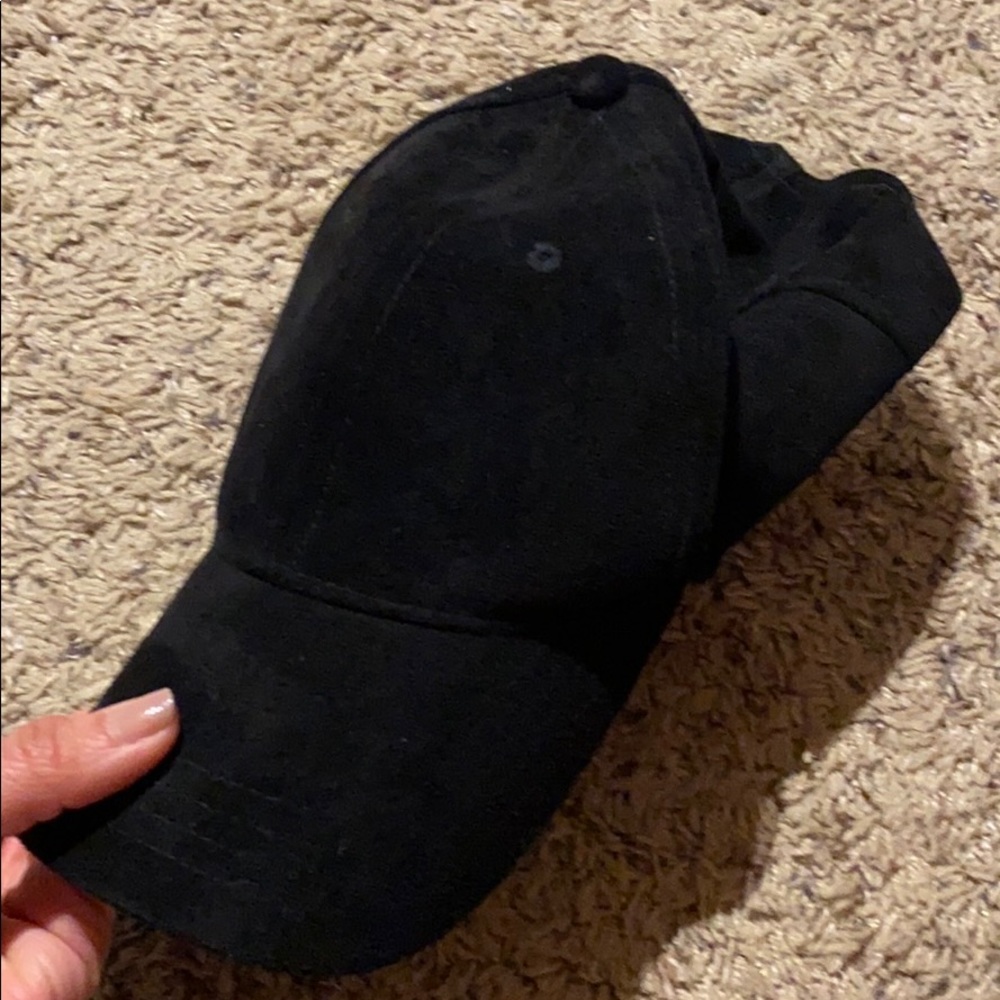 black suede adjustable hat ball cap